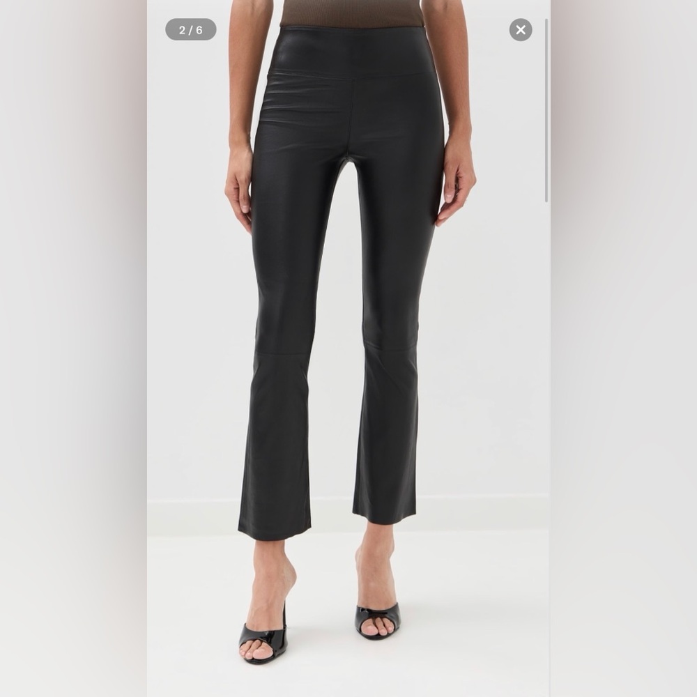 $1275 SPRWMN High Waist Stretch Leather Ankle Flare Chic Moto Legging Pant M 4/6